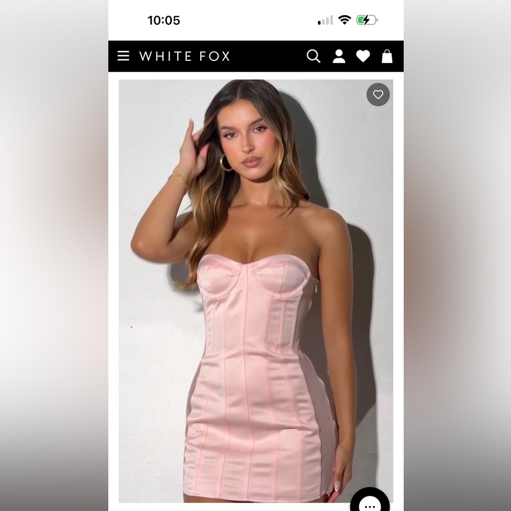 White fox Pink Strapless Dress